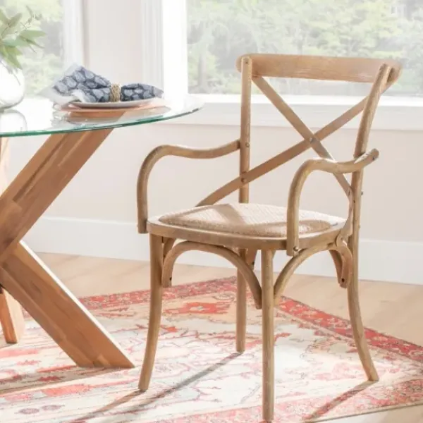 Accent Chairs-Kirkland's Home Natural Wood Cane Seat Accent Chair Tan