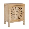 Cabinets & Sideboards-Kirkland's Home Natural Wood Carved Medallion Cabinet Tan