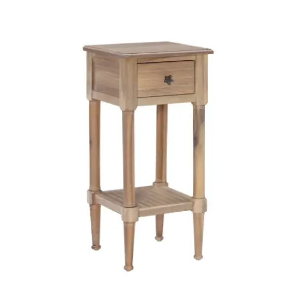 Accent & End Tables-Kirkland's Home Natural Wood Coastal Compact Accent Table Tan