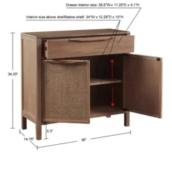 Cabinets & Sideboards-Kirkland's Home Natural Wood 2-Door Cane Webbing Chest Tan