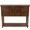 Console Tables-Kirkland's Home Natural Wood 2-Door 4-Drawer Buffet Console Table Tan