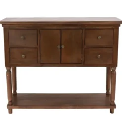 Console Tables-Kirkland's Home Natural Wood 2-Door 4-Drawer Buffet Console Table Tan