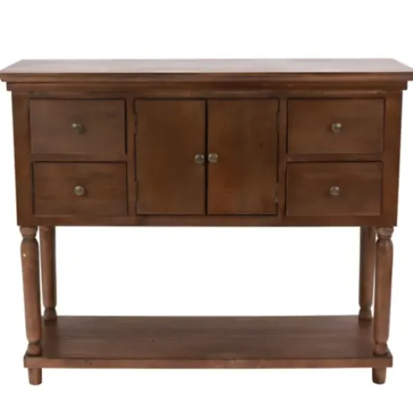 Console Tables-Kirkland's Home Natural Wood 2-Door 4-Drawer Buffet Console Table Tan