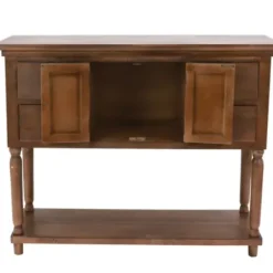 Console Tables-Kirkland's Home Natural Wood 2-Door 4-Drawer Buffet Console Table Tan
