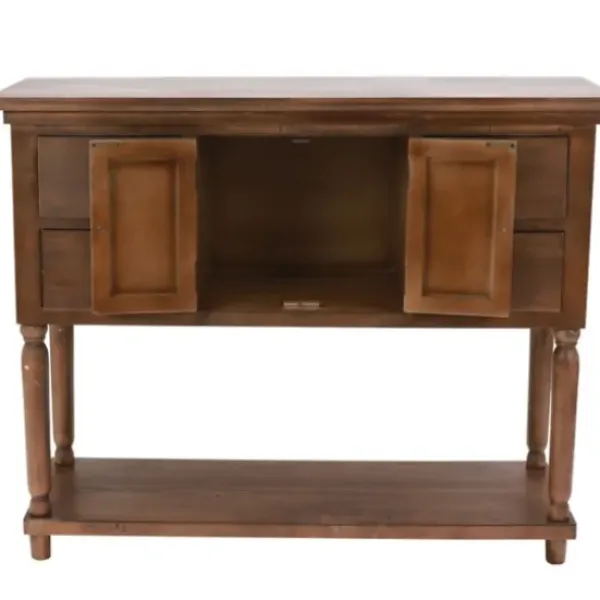 Console Tables-Kirkland's Home Natural Wood 2-Door 4-Drawer Buffet Console Table Tan
