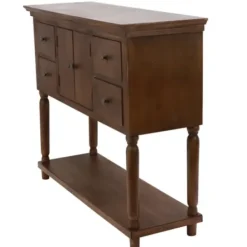 Console Tables-Kirkland's Home Natural Wood 2-Door 4-Drawer Buffet Console Table Tan