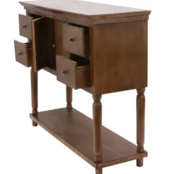 Console Tables-Kirkland's Home Natural Wood 2-Door 4-Drawer Buffet Console Table Tan
