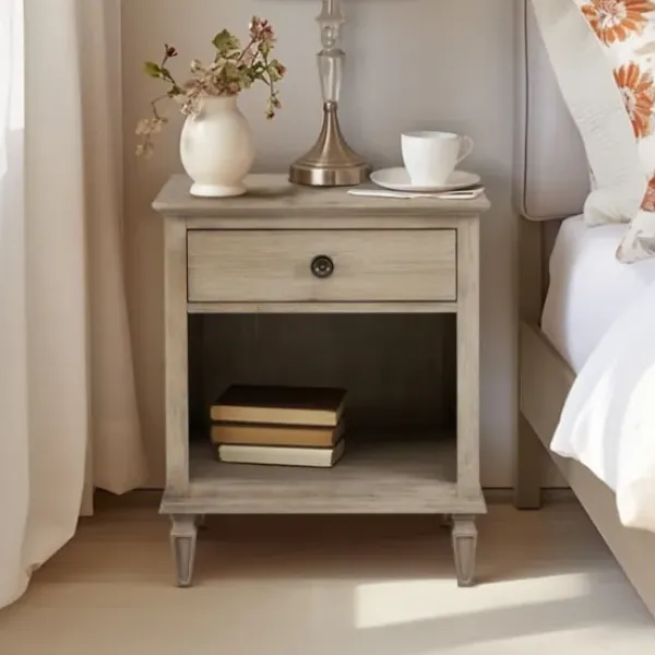 Nightstands-Kirkland's Home Natural Wood 1-Drawer Nightstand