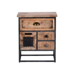 Nightstands-Kirkland's Home Natural Wood 3-Drawer Nights D With Cabinet Tan