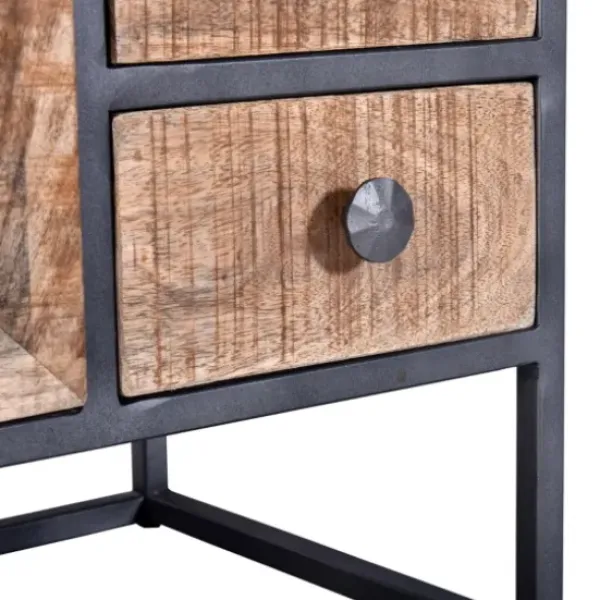 Nightstands-Kirkland's Home Natural Wood 3-Drawer Nights D With Cabinet Tan