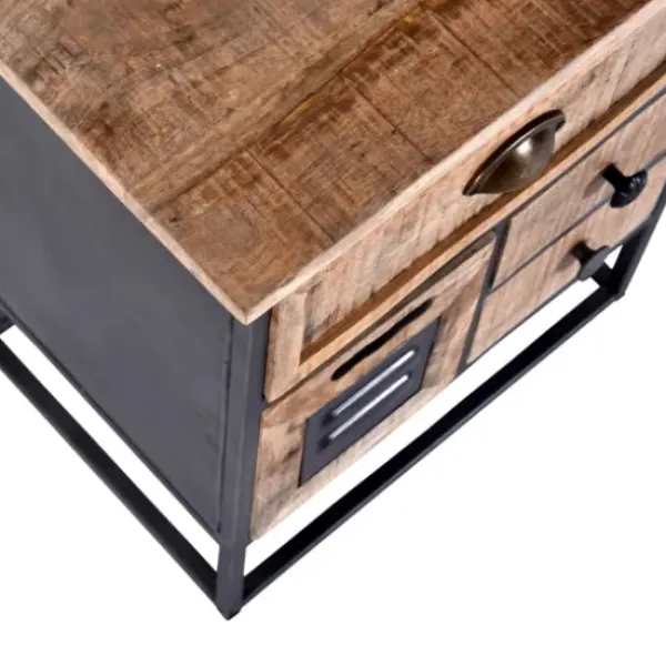 Nightstands-Kirkland's Home Natural Wood 3-Drawer Nights D With Cabinet Tan