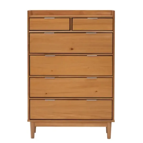 Dressers & Chests-Kirkland's Home Natural Wood 6-Drawer Simple Dresser Tan