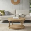 Coffee Tables-Kirkland's Home Natural Wood Finish Turned Leg Round Coffee Table