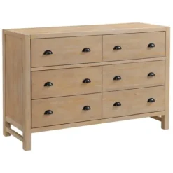 Dressers & Chests-Kirkland's Home Natural Wood Grain 6-Drawer Dresser Tan