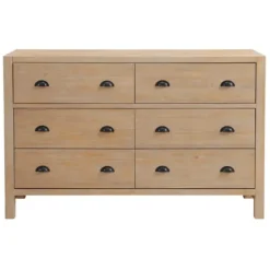 Dressers & Chests-Kirkland's Home Natural Wood Grain 6-Drawer Dresser Tan