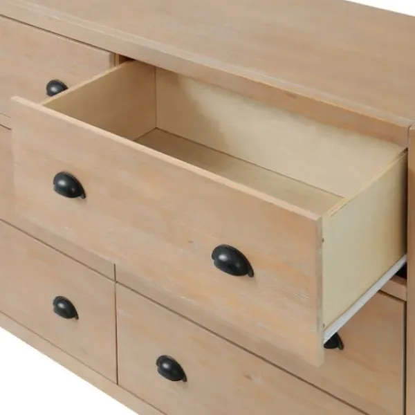 Dressers & Chests-Kirkland's Home Natural Wood Grain 6-Drawer Dresser Tan
