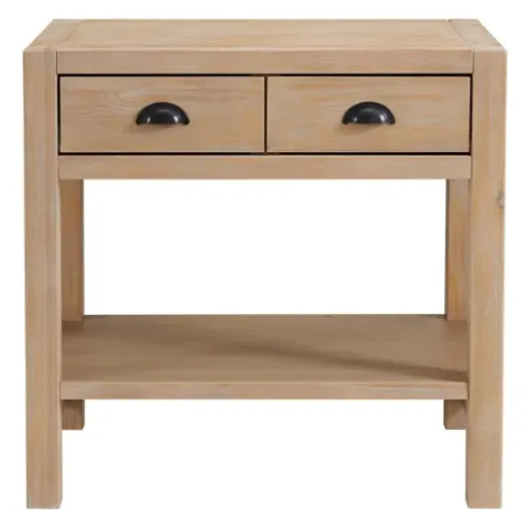 Nightstands-Kirkland's Home Natural Wood Grain Open Shelf Nights D Tan