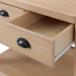 Nightstands-Kirkland's Home Natural Wood Grain Open Shelf Nights D Tan