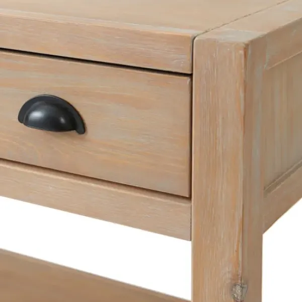 Nightstands-Kirkland's Home Natural Wood Grain Open Shelf Nights D Tan