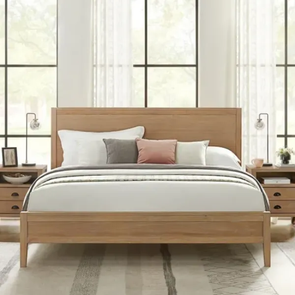 Beds & Headboards-Kirkland's Home Natural Wood Grain Panel King Bed Tan