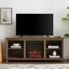 Tv Stands & Media Consoles-Kirkland's Home Natural Wood Led Fireplace Media Cabinet Brown
