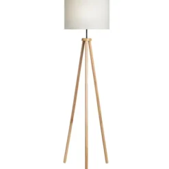 Floor Lamps-Kirkland's Home Natural Wood Modern Tripod Floor Lamp White