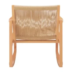 Accent Chairs-Kirkland's Home Natural Wood Modern Woven Rocking Chair Tan