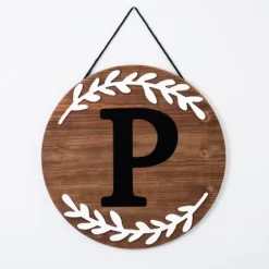 Monogram Wall Decor-Kirkland's Home Natural Wood Monogram P Wall Plaque