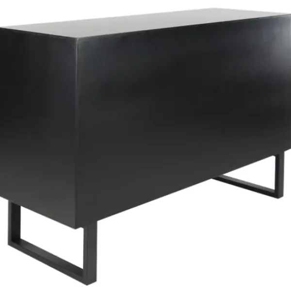 Cabinets & Sideboards-Kirkland's Home Natural Wood Mosaic Paneling Cabinet Black/Tan