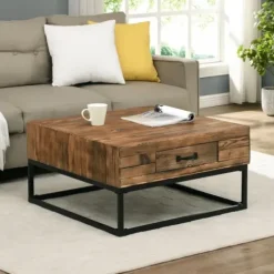 Coffee Tables-Kirkland's Home Natural Wood Plank Top Coffee Table Tan