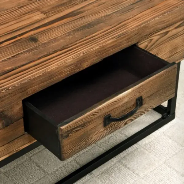 Coffee Tables-Kirkland's Home Natural Wood Plank Top Coffee Table Tan