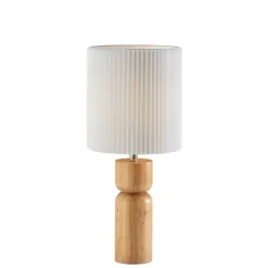 Table Lamps-Kirkland's Home Natural Wood Pleated Shade Table Lamp White