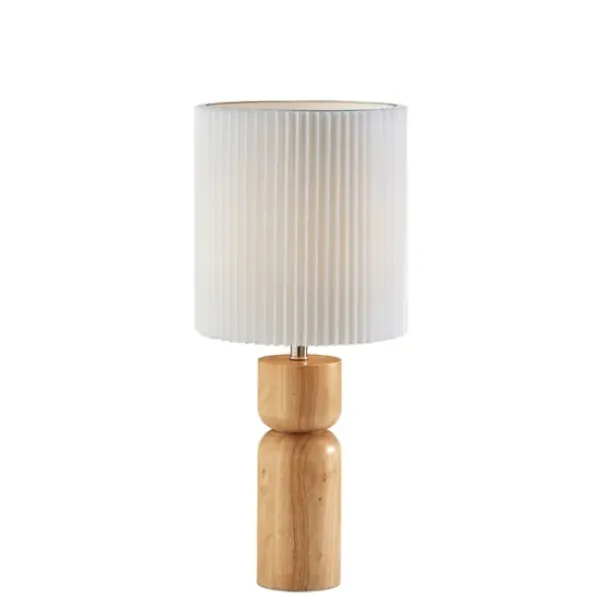 Table Lamps-Kirkland's Home Natural Wood Pleated Shade Table Lamp White