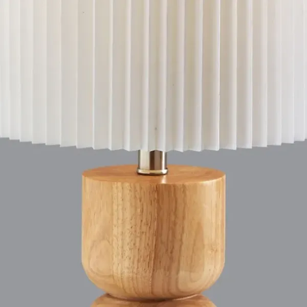 Table Lamps-Kirkland's Home Natural Wood Pleated Shade Table Lamp White