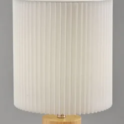 Table Lamps-Kirkland's Home Natural Wood Pleated Shade Table Lamp White