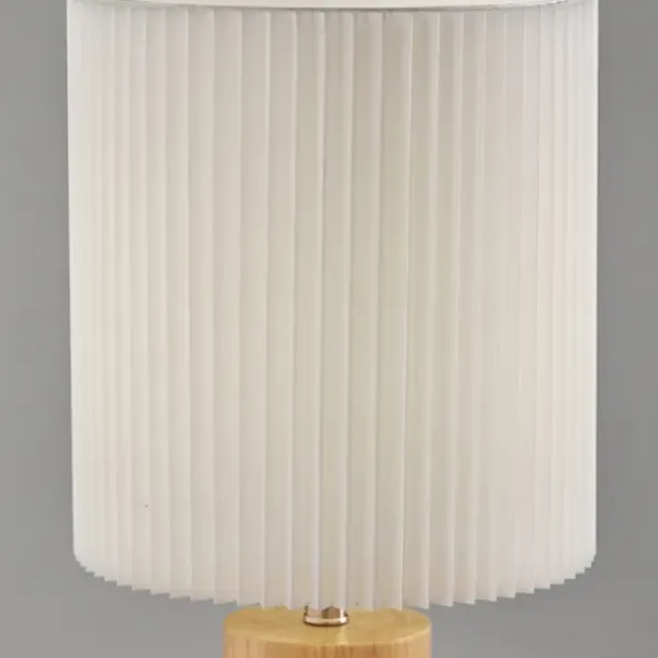 Table Lamps-Kirkland's Home Natural Wood Pleated Shade Table Lamp White