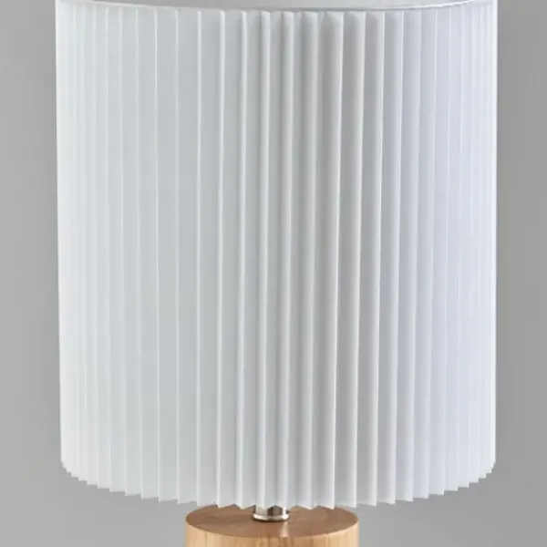 Table Lamps-Kirkland's Home Natural Wood Pleated Shade Table Lamp White