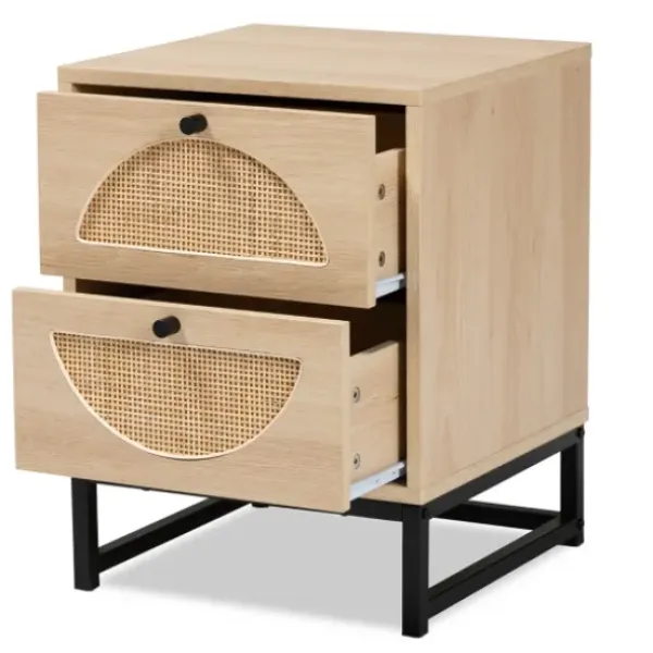 Nightstands-Kirkland's Home Natural Wood Rat Cut Out Nights D Tan