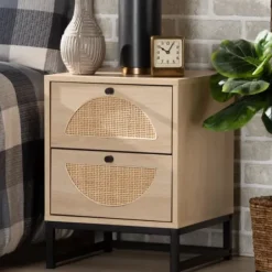 Nightstands-Kirkland's Home Natural Wood Rat Cut Out Nights D Tan