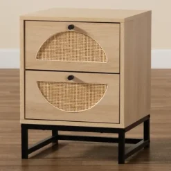 Nightstands-Kirkland's Home Natural Wood Rat Cut Out Nights D Tan