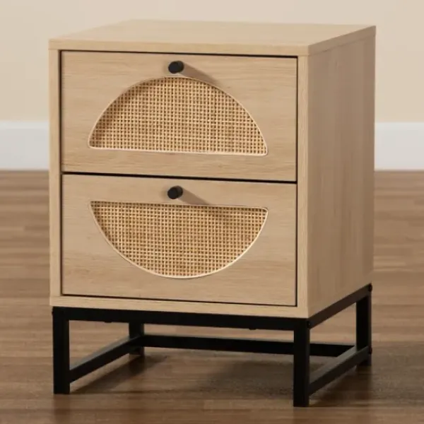 Nightstands-Kirkland's Home Natural Wood Rat Cut Out Nights D Tan
