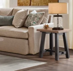 Accent & End Tables-Kirkland's Home Natural Wood Sawhorse Accent Table Tan/Black