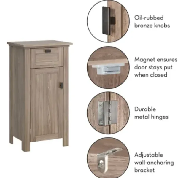 Bathroom Furniture-Kirkland's Home Natural Wood Single Door Cabinet Tan