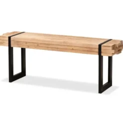 Benches & Ottomans-Kirkland's Home Natural Wood Stack Industrial Bench