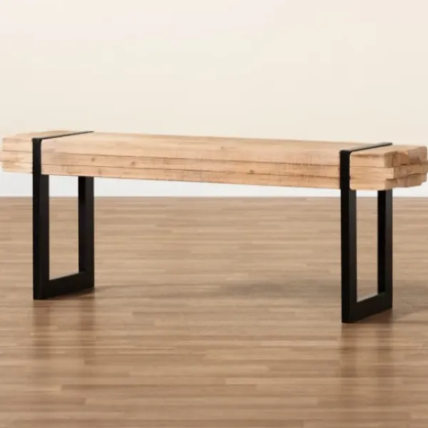 Benches & Ottomans-Kirkland's Home Natural Wood Stack Industrial Bench