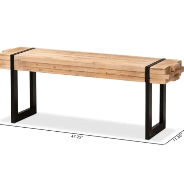 Benches & Ottomans-Kirkland's Home Natural Wood Stack Industrial Bench