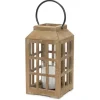 Lanterns-Kirkland's Home Natural Wood Windowpane Lantern, 17 In. Tan