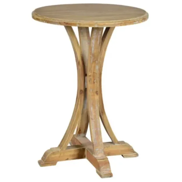 Accent & End Tables-Kirkland's Home Natural Wooden Arched Base Round Top Accent Table Tan
