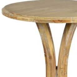 Accent & End Tables-Kirkland's Home Natural Wooden Arched Base Round Top Accent Table Tan