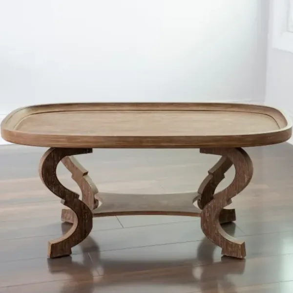 Coffee Tables-Kirkland's Home Natural Wooden Parker Coffee Table Brown